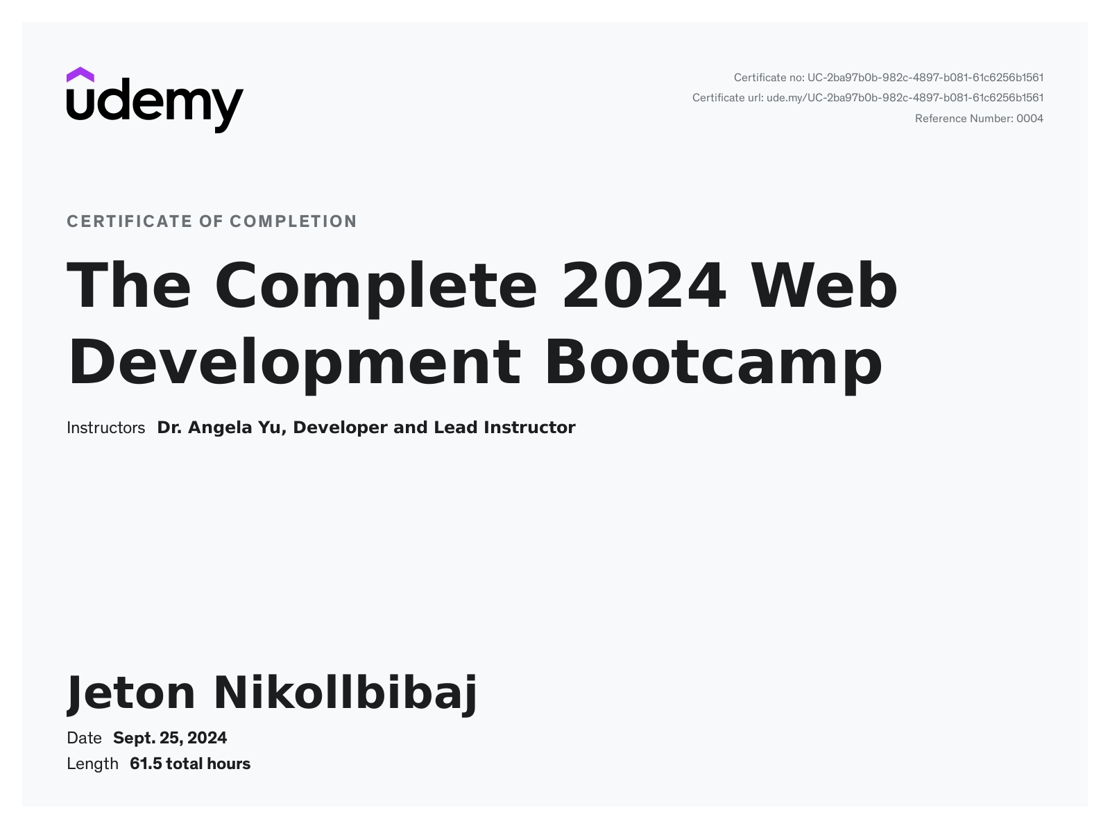 The Complete 2024 Web Development Bootcamp